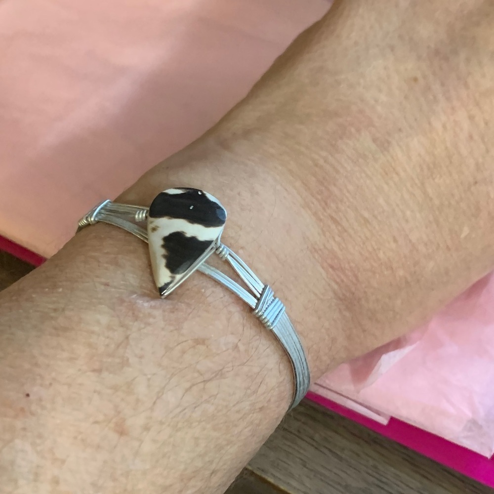 Black and White Stone Wire Wrapped Bracelet